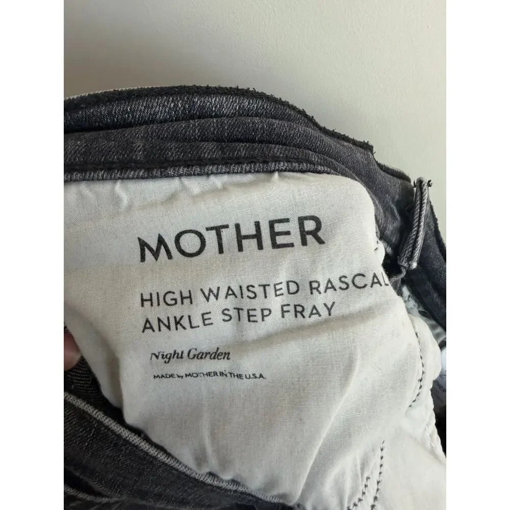 Mother High Waisted Rascal Ankle Step Fray Distressed Jeans Night Garden Size 28